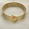 Aro Semanario 07.253.0006.1.05 Oro Laminado, Diseño de San Judas, con Multicolor Cristal, Diamantado, Tres Tonos (02 MM Thickness, Size 5 (2.50 Diameter))