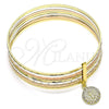Aro Semanario 07.253.0005.05 Oro Laminado, Diseño de San Benito, con Blanca Cristal, Diamantado, Tres Tonos (02 MM Thickness, Size 5 (2.50 Diameter))