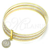 Aro Semanario 07.253.0005.05 Oro Laminado, Diseño de San Benito, con Blanca Cristal, Diamantado, Tres Tonos (02 MM Thickness, Size 5 (2.50 Diameter))