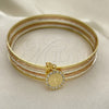 Aro Semanario 07.253.0005.05 Oro Laminado, Diseño de San Benito, con Blanca Cristal, Diamantado, Tres Tonos (02 MM Thickness, Size 5 (2.50 Diameter))