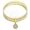 Aro Semanario 07.253.0005.05 Oro Laminado, Diseño de San Benito, con Blanca Cristal, Diamantado, Tres Tonos (02 MM Thickness, Size 5 (2.50 Diameter))