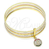 Aro Semanario 07.253.0005.1.05 Oro Laminado, Diseño de San Benito, con Multicolor Cristal, Diamantado, Tres Tonos (02 MM Thickness, Size 5 (2.50 Diameter))