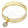 Aro Semanario 07.253.0005.1.05 Oro Laminado, Diseño de San Benito, con Multicolor Cristal, Diamantado, Tres Tonos (02 MM Thickness, Size 5 (2.50 Diameter))
