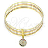 Aro Semanario 07.253.0005.1.05 Oro Laminado, Diseño de San Benito, con Multicolor Cristal, Diamantado, Tres Tonos (02 MM Thickness, Size 5 (2.50 Diameter))