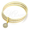 Aro Semanario 07.253.0004.05 Oro Laminado, Diseño de Guadalupe, con Blanca Cristal, Diamantado, Tres Tonos (02 MM Thickness, Size 5 (2.50 Diameter))