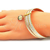 Aro Semanario 07.253.0004.1.05 Oro Laminado, Diseño de Guadalupe, con Multicolor Cristal, Diamantado, Tres Tonos (02 MM Thickness, Size 5 (2.50 Diameter))