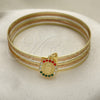 Aro Semanario 07.253.0004.1.05 Oro Laminado, Diseño de Guadalupe, con Multicolor Cristal, Diamantado, Tres Tonos (02 MM Thickness, Size 5 (2.50 Diameter))