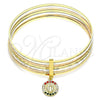 Aro Semanario 07.253.0004.1.05 Oro Laminado, Diseño de Guadalupe, con Multicolor Cristal, Diamantado, Tres Tonos (02 MM Thickness, Size 5 (2.50 Diameter))