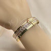 Aro Semanario 07.253.0014.05 Oro Laminado, Diseño de Elefante, con Granate Cristal, Diamantado, Tres Tonos (02 MM Thickness, Size 5 (2.50 Diameter))