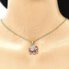 Collares con Dije 04.210.0054.20 Oro Laminado, Diseño de Elefante, con Blanca and Negro Micro Pave, Esmaltado Rojo, Tono Dorado (02 MM Thickness, 20 Inches Length)