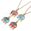 Collares con Dije 04.210.0054.2.20 Oro Laminado, Diseño de Elefante, con Blanca and Negro Micro Pave, Esmaltado Turquesa, Tono Dorado (02 MM Thickness, 20 Inches Length)