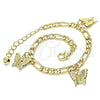 Pulsera de Dije 03.331.0177.08 Oro Laminado, Diseño de Mariposa, Pulido, Tono Dorado (05 MM Thickness, 8 Inches Length)