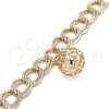 Pulsera de Dije 03.331.0180.08 Oro Laminado, Diseño de Bola, con Blanca Zirconia Cubica, Pulido, Tono Dorado (13 MM Thickness, 8 Inches Length)
