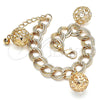Pulsera de Dije 03.331.0180.08 Oro Laminado, Diseño de Bola, con Blanca Zirconia Cubica, Pulido, Tono Dorado (13 MM Thickness, 8 Inches Length)