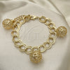 Pulsera de Dije 03.331.0180.08 Oro Laminado, Diseño de Bola, con Blanca Zirconia Cubica, Pulido, Tono Dorado (13 MM Thickness, 8 Inches Length)