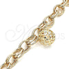 Pulsera de Dije 03.331.0182.08 Oro Laminado, Diseño de Bola, con Blanca Zirconia Cubica, Pulido, Tono Dorado (12 MM Thickness, 8 Inches Length)