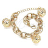 Pulsera de Dije 03.331.0182.08 Oro Laminado, Diseño de Bola, con Blanca Zirconia Cubica, Pulido, Tono Dorado (12 MM Thickness, 8 Inches Length)