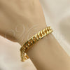 Pulsera Básica 03.331.0183.09 Oro Laminado, Pulido, Tono Dorado (10 MM Thickness, 9 Inches Length)