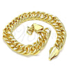 Pulsera Básica 03.331.0183.09 Oro Laminado, Pulido, Tono Dorado (10 MM Thickness, 9 Inches Length)