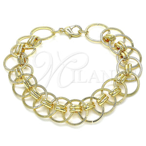 Pulsera Básica 03.331.0184.08 Oro Laminado, Pulido, Tono Dorado (16 MM Thickness, 8 Inches Length)