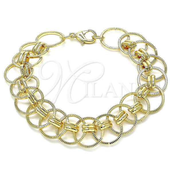 Pulsera Básica 03.331.0184.08 Oro Laminado, Pulido, Tono Dorado (16 MM Thickness, 8 Inches Length)