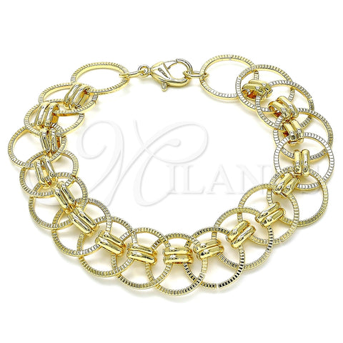 Pulsera Básica 03.331.0184.08 Oro Laminado, Pulido, Tono Dorado (16 MM Thickness, 8 Inches Length)