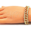 Pulsera Básica 03.331.0186.09 Oro Laminado, Pulido, Tono Dorado (15 MM Thickness, 9 Inches Length)