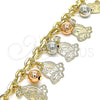 Pulsera de Dije 03.331.0192.08 Oro Laminado, Diseño de Mariposa y Bola, con Blanca Cristal, Pulido, Tres Tonos (06 MM Thickness, 8 Inches Length)