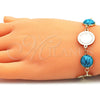 Pulsera Elegante 03.331.0197.07 Oro Laminado, con Turquoise Opal, Pulido, Tono Dorado (14 MM Thickness, 7 Inches Length)