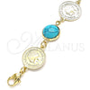 Pulsera Elegante 03.331.0197.07 Oro Laminado, con Turquoise Opal, Pulido, Tono Dorado (14 MM Thickness, 7 Inches Length)