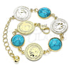 Pulsera Elegante 03.331.0197.07 Oro Laminado, con Turquoise Opal, Pulido, Tono Dorado (14 MM Thickness, 7 Inches Length)