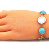 Pulsera Elegante 03.331.0197.1.07 Oro Laminado, con Light Turquoise Opal, Pulido, Tono Dorado (14 MM Thickness, 7 Inches Length)