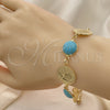 Pulsera Elegante 03.331.0197.1.07 Oro Laminado, con Light Turquoise Opal, Pulido, Tono Dorado (14 MM Thickness, 7 Inches Length)