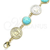 Pulsera Elegante 03.331.0197.1.07 Oro Laminado, con Light Turquoise Opal, Pulido, Tono Dorado (14 MM Thickness, 7 Inches Length)