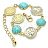 Pulsera Elegante 03.331.0197.1.07 Oro Laminado, con Light Turquoise Opal, Pulido, Tono Dorado (14 MM Thickness, 7 Inches Length)