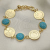 Pulsera Elegante 03.331.0197.1.07 Oro Laminado, con Light Turquoise Opal, Pulido, Tono Dorado (14 MM Thickness, 7 Inches Length)