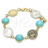 Pulsera Elegante 03.331.0197.1.07 Oro Laminado, con Light Turquoise Opal, Pulido, Tono Dorado (14 MM Thickness, 7 Inches Length)