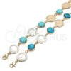 Pulsera Elegante 03.331.0197.1.07 Oro Laminado, con Light Turquoise Opal, Pulido, Tono Dorado (14 MM Thickness, 7 Inches Length)