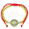 Pulsera Bolo Ajustable 03.381.0002.11 Oro Laminado, Diseño de Ojo Griego y Bola, con Multicolor Micro Pave, Pulido, Tono Dorado (04 MM Thickness, 11 Inches Length)