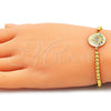 Pulsera Bolo Ajustable 03.381.0003.11 Oro Laminado, Diseño de Ojo Griego y Bola, con Multicolor Zirconia Cubica and Blanca Micro Pave, Pulido, Tono Dorado (04 MM Thickness, 11 Inches Length)