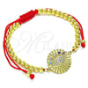 Pulsera Bolo Ajustable 03.381.0003.11 Oro Laminado, Diseño de Ojo Griego y Bola, con Multicolor Zirconia Cubica and Blanca Micro Pave, Pulido, Tono Dorado (04 MM Thickness, 11 Inches Length)