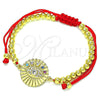 Pulsera Bolo Ajustable 03.381.0003.11 Oro Laminado, Diseño de Ojo Griego y Bola, con Multicolor Zirconia Cubica and Blanca Micro Pave, Pulido, Tono Dorado (04 MM Thickness, 11 Inches Length)