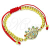 Pulsera Bolo Ajustable 03.381.0006.11 Oro Laminado, Diseño de Ojo Griego y Bola, con Multicolor Micro Pave, Pulido, Tono Dorado (04 MM Thickness, 11 Inches Length)