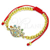 Pulsera Bolo Ajustable 03.381.0006.11 Oro Laminado, Diseño de Ojo Griego y Bola, con Multicolor Micro Pave, Pulido, Tono Dorado (04 MM Thickness, 11 Inches Length)