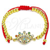 Pulsera Bolo Ajustable 03.381.0006.11 Oro Laminado, Diseño de Ojo Griego y Bola, con Multicolor Micro Pave, Pulido, Tono Dorado (04 MM Thickness, 11 Inches Length)