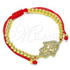 Pulsera Bolo Ajustable 03.381.0008.11 Oro Laminado, Diseño de Mano de Dios y Bola, con Blanca Micro Pave, Pulido, Tono Dorado (04 MM Thickness, 11 Inches Length)