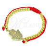 Pulsera Bolo Ajustable 03.381.0008.11 Oro Laminado, Diseño de Mano de Dios y Bola, con Blanca Micro Pave, Pulido, Tono Dorado (04 MM Thickness, 11 Inches Length)
