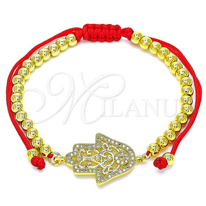 Pulsera Bolo Ajustable 03.381.0008.11 Oro Laminado, Diseño de Mano de Dios y Bola, con Blanca Micro Pave, Pulido, Tono Dorado (04 MM Thickness, 11 Inches Length)