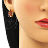 Argolla Huggie 02.210.0489.1.15 Oro Laminado, Diseño de Oja, con Granate Zirconia Cubica, Pulido, Tono Dorado