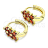 Argolla Huggie 02.210.0489.1.15 Oro Laminado, Diseño de Oja, con Granate Zirconia Cubica, Pulido, Tono Dorado